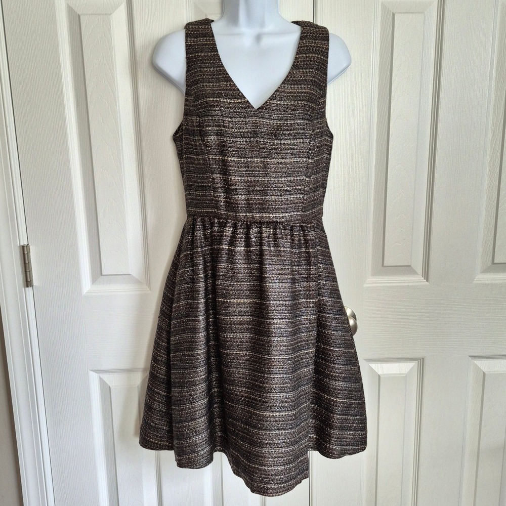 Anthropologie Moulinette Soeurs Glissade dress black metallic tweed size 6 - Picture 2 of 15